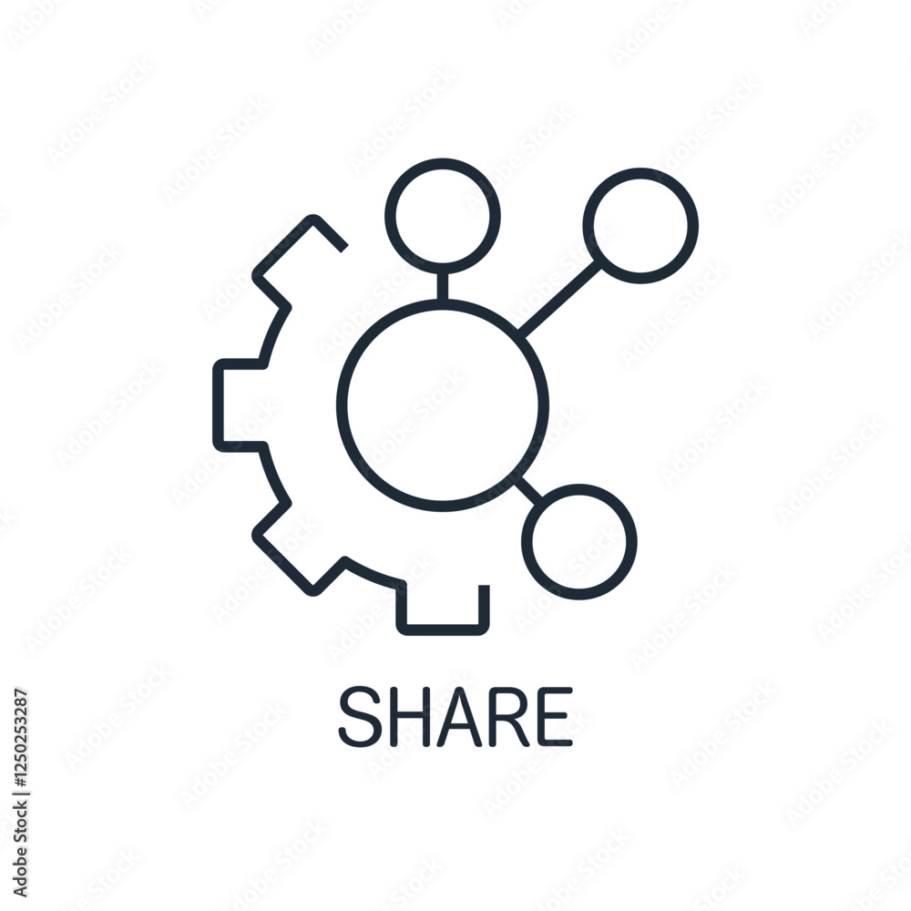 Share.Management online mechanism. Vector linear icon isolated on white background. Share.Management online mechanism. Vector linear icon isolated on white background.