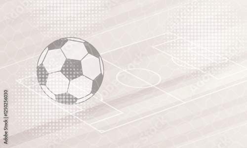 Football or soccer background with big ball in gray colors