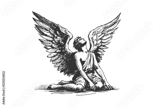 Fallen Angel Lucifer hand drawn sketch vector