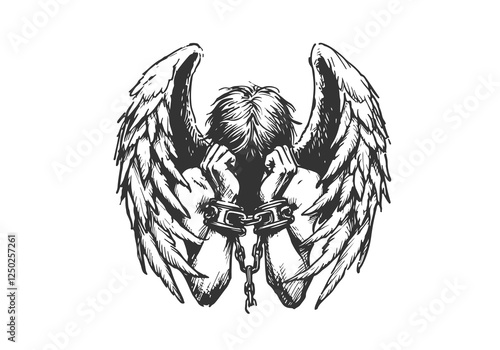 Fallen Angel Lucifer hand drawn sketch vector