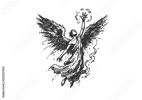 Fallen Angel Lucifer hand drawn sketch vector