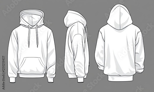 White Hoodie Technical Drawing