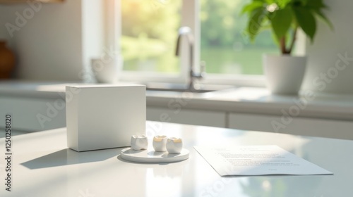 Wallpaper Mural Sunlit Kitchen Counter with Dental Models and Instructions Torontodigital.ca