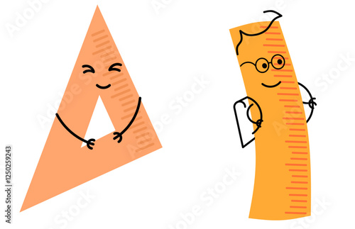 Books, pencils and other stationery.Isolated on white background. School supplies set, back to school or study concept, cute cartoon characters, Kids vector flat illustration about education