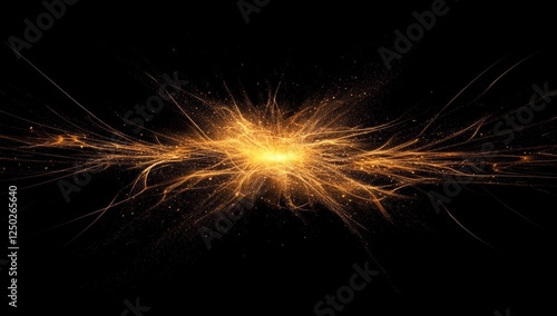 Golden energy burst, dark space, background design