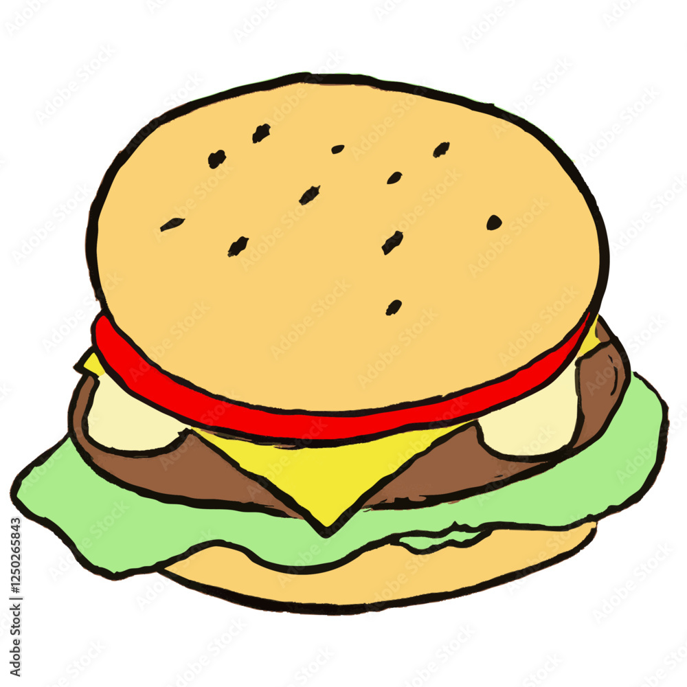 An illustration of a cheeseburger An illustration of a cheeseburger