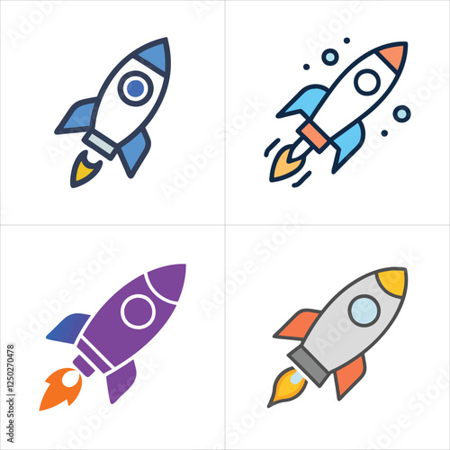 set of space rocket icons