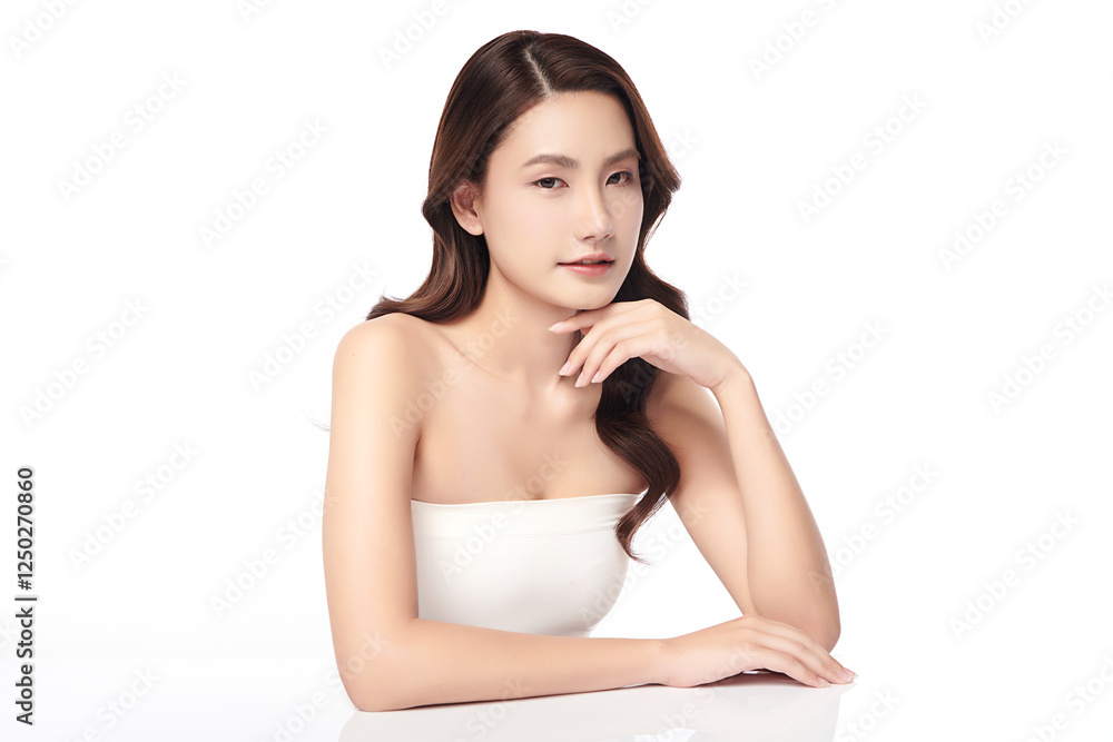 Beautiful young asian woman with clean fresh skin on white background, Face care, Facial treatment, Cosmetology, beauty and spa, Asian women portrait. Beautiful young asian woman with clean fresh skin on white background, Face care, Facial treatment, Cosmetology, beauty and spa, Asian women portrait.