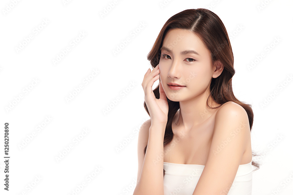Beautiful young asian woman with clean fresh skin on white background, Face care, Facial treatment, Cosmetology, beauty and spa, Asian women portrait. Beautiful young asian woman with clean fresh skin on white background, Face care, Facial treatment, Cosmetology, beauty and spa, Asian women portrait.