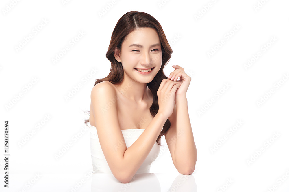 Beautiful young asian woman with clean fresh skin on white background, Face care, Facial treatment, Cosmetology, beauty and spa, Asian women portrait. Beautiful young asian woman with clean fresh skin on white background, Face care, Facial treatment, Cosmetology, beauty and spa, Asian women portrait.