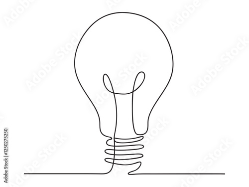 Continuous one line drawing of electric light bulb outline vector art illustration