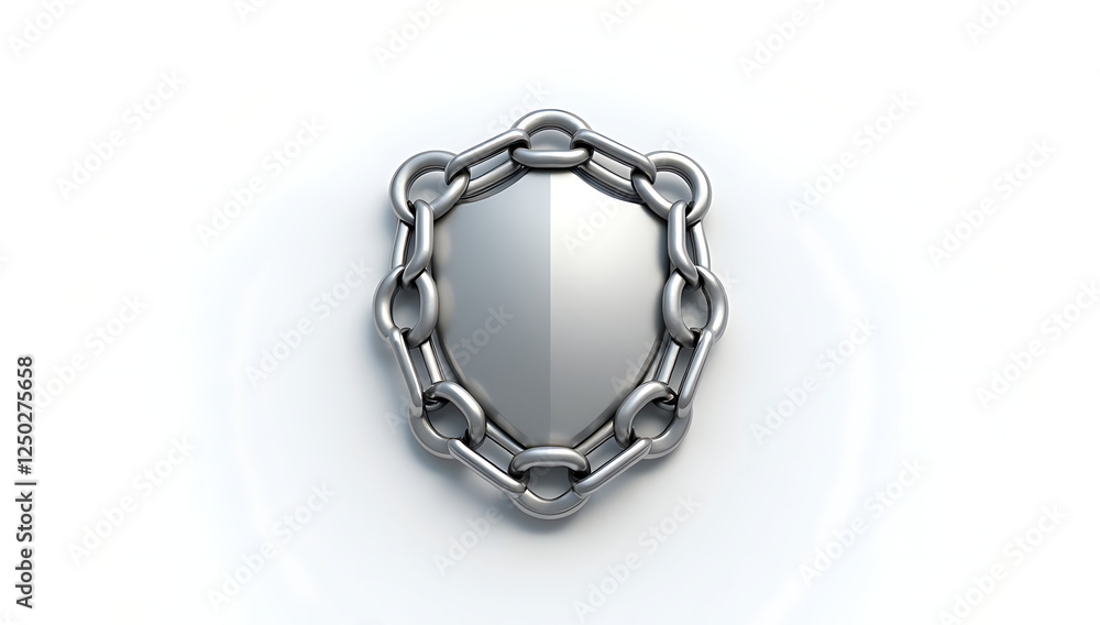 A simple 3D render of a blockchain chain link with a shield over it, symbolizing secure decentralized technology, placed on a plain white background. A simple 3D render of a blockchain chain link with a shield over it, symbolizing secure decentralized technology, placed on a plain white background.