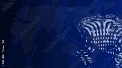 Digital Earth globe rotating animation, News background seamless loop, breaking news studio background, News background with world map earth globe animation concept