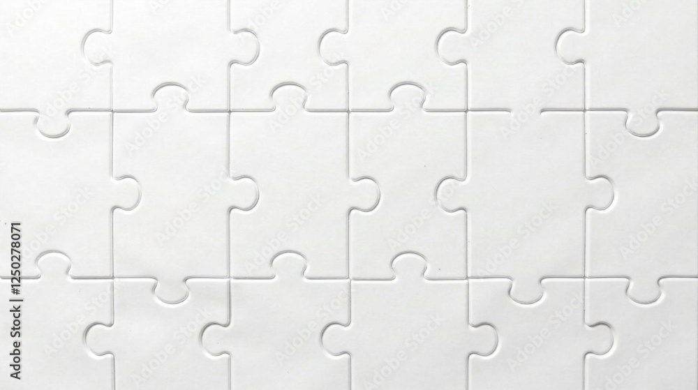 Blank White Jigsaw Puzzle Pieces Arranged in a Grid Pattern Ready for Assembly and Problem Solving Blank White Jigsaw Puzzle Pieces Arranged in a Grid Pattern Ready for Assembly and Problem Solving