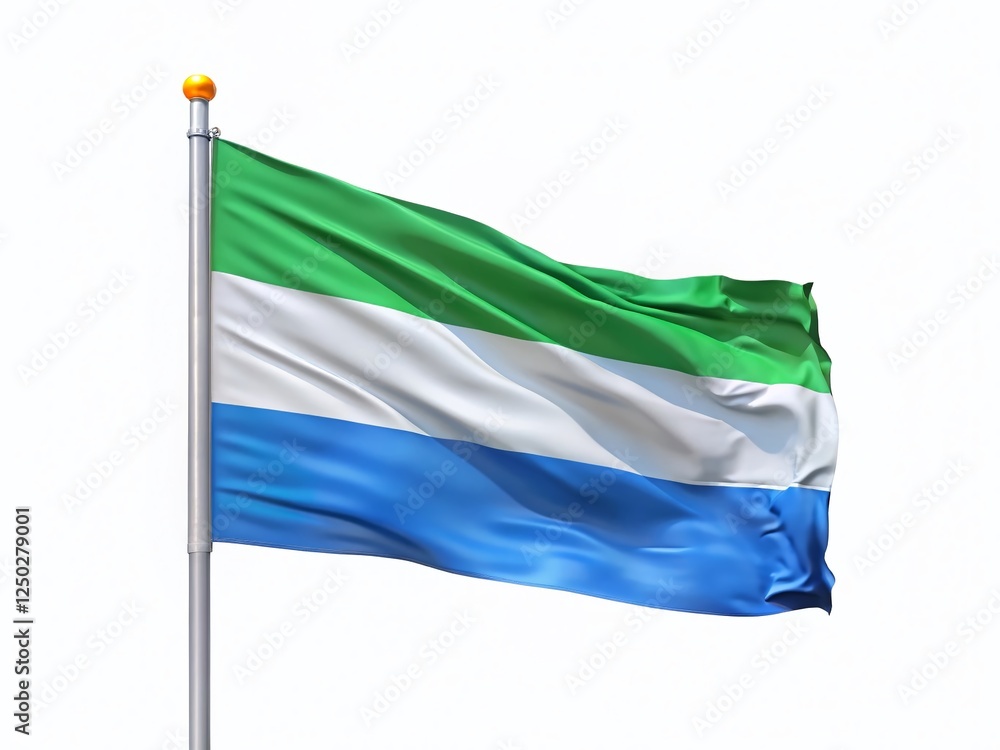 Sierra Leone Flag: 4K Waving National Banner, 3D Render, Isolated Sierra Leone Flag: 4K Waving National Banner, 3D Render, Isolated