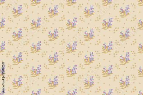 seamless pattern with violet flowers