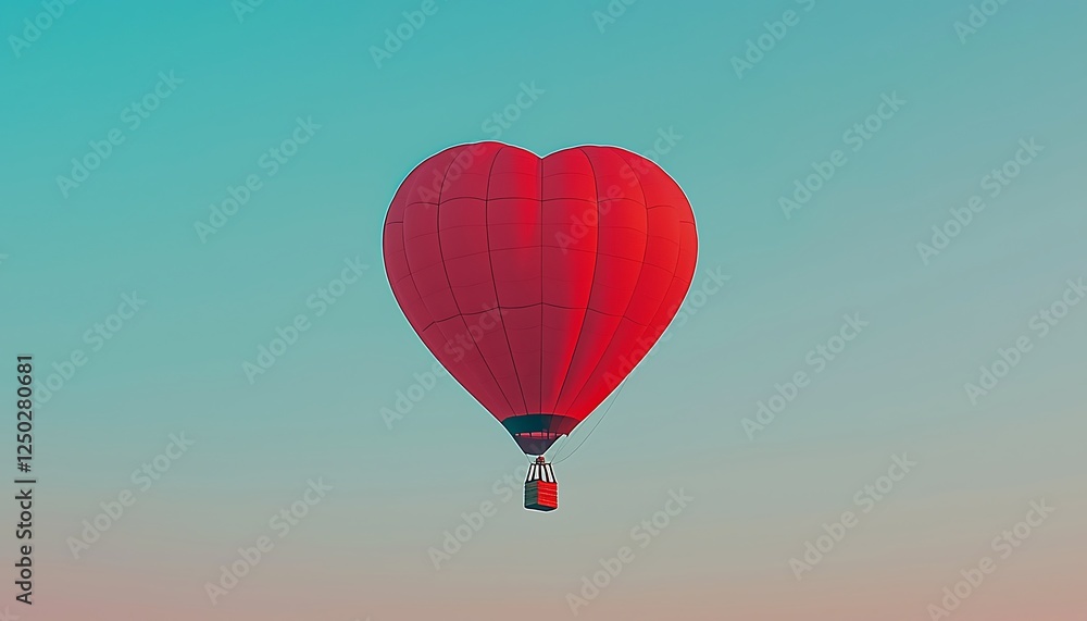 Fototapeta premium Heart-Shaped Hot Air Balloon Soaring in the Sky