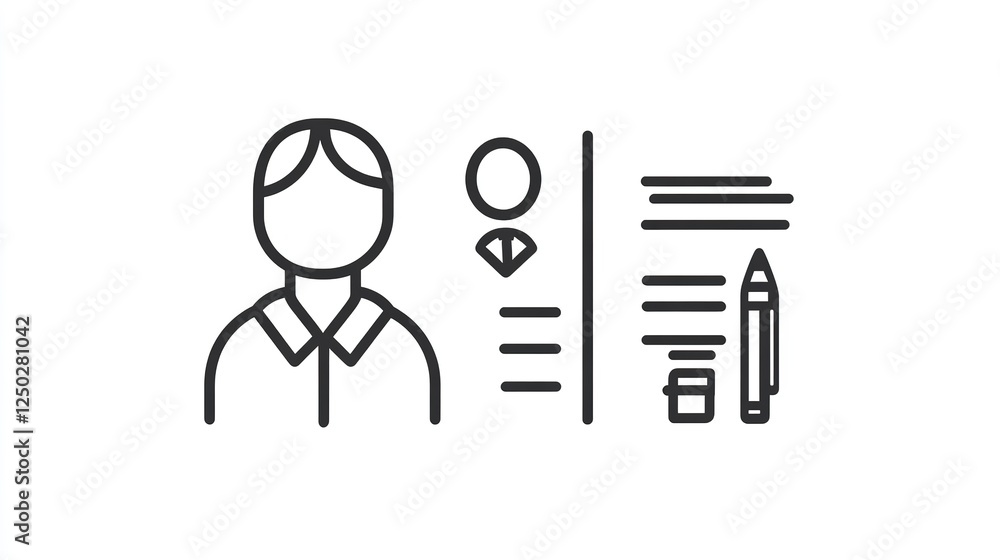 Job Description Icon in Vector: Simple Line Art Single Icon Job Description Icon in Vector: Simple Line Art Single Icon