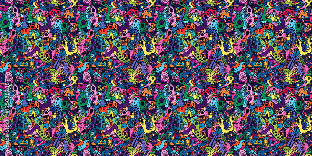Cartoon hand-drawn doodles on the subject of summer holidays theme seamless pattern Cartoon hand-drawn doodles on the subject of summer holidays theme seamless pattern
