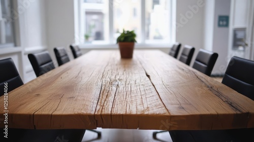 Modern Conference Table Minimalist Office Setting Natural Lighting photo