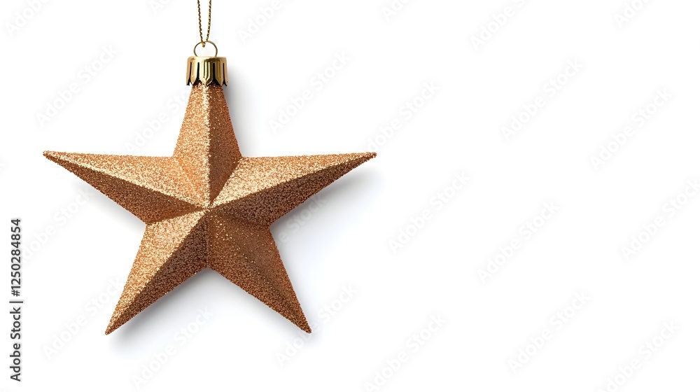 Glimmering Copper Five-Pointed Star Ornament Hanging Against a Clean, Bright Background for Festive Home Decor and Holiday Celebrations Glimmering Copper Five-Pointed Star Ornament Hanging Against a Clean, Bright Background for Festive Home Decor and Holiday Celebrations
