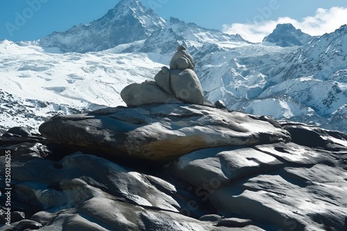 Steinmännchen im Hochgebirge – Symbol für Orientierung in der alpinen Wildnis  
 photo