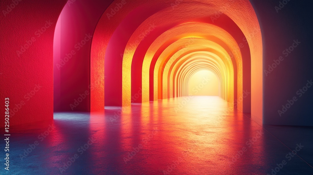 Fototapeta premium Vibrant Archway: A Journey into Warmth and Light