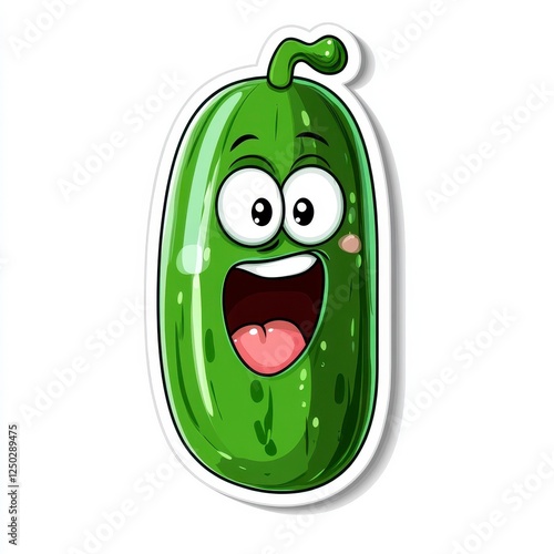 Cheerful Cartoon Pickle Character with a Big Smile and Fun Expression
