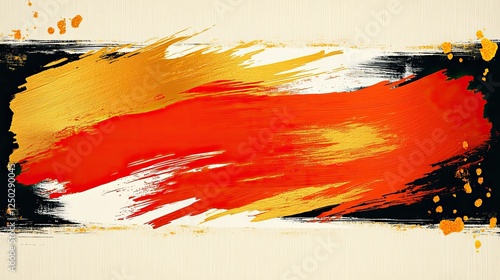 Wallpaper Mural Abstract composition featuring bold strokes of red, black, and gold on a textured background Torontodigital.ca