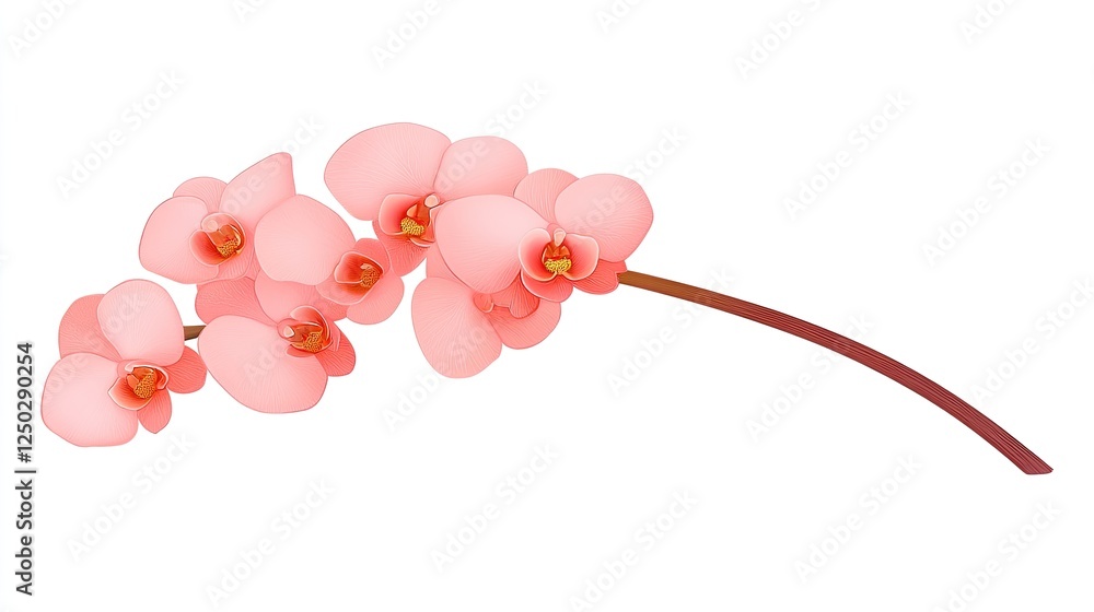 custom made wallpaper toronto digitalDelicate pink orchid flower branch with soft petals and vibrant details on a white background
