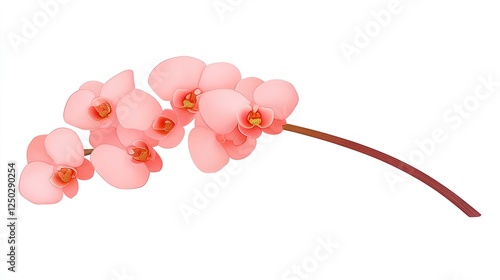 Wallpaper Mural Delicate pink orchid flower branch with soft petals and vibrant details on a white background Torontodigital.ca