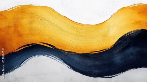 Wallpaper Mural Abstract wave pattern featuring vibrant yellow and deep blue brush strokes on a textured background Torontodigital.ca