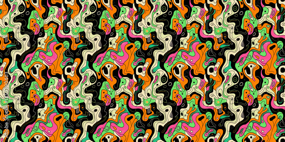 Fototapeta premium Cartoon hand-drawn doodles on the subject of summer holidays theme seamless pattern