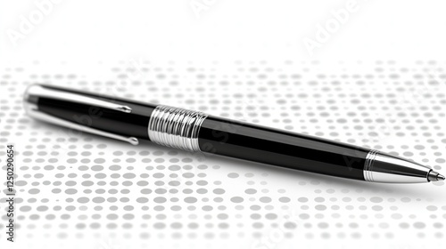 Elegant black pen resting on a dotted background, ideal for writing and office use