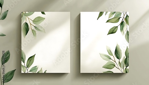 Blank cards with foliage design, light & shadow