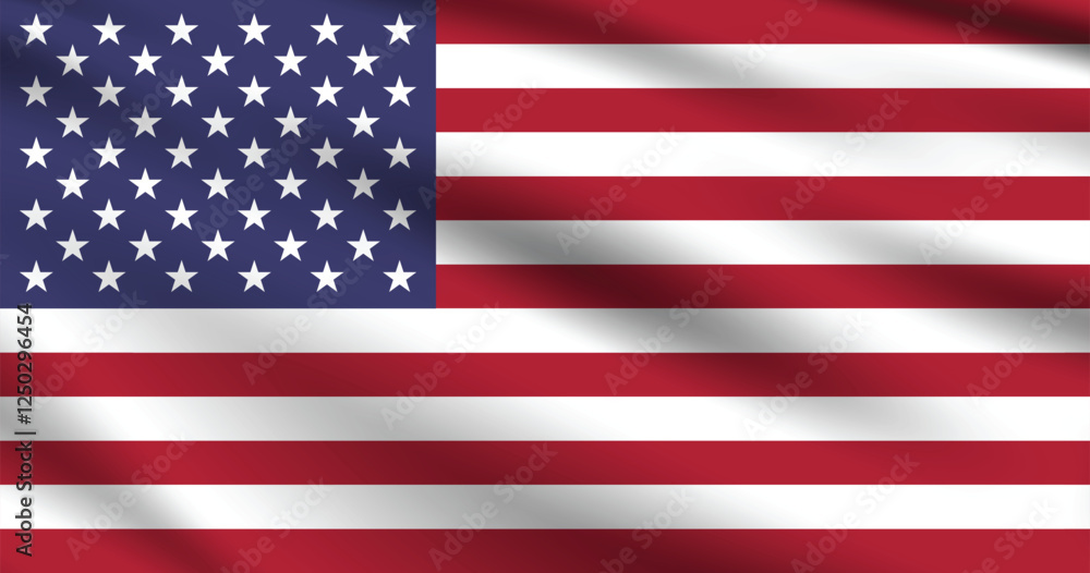 Fototapeta premium United States of America flag official colors and proportion digital vector illustration. Pleated flag.