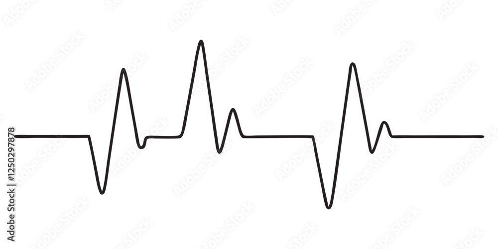 Continuous line representing a heartbeat outline vector art illustration Continuous line representing a heartbeat outline vector art illustration