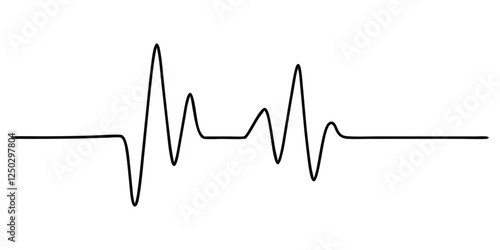 Continuous line representing a heartbeat outline vector art illustration