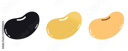 Soybean icons vector, soybean in yellow color, soybean silhouette vectors isolated on white background.