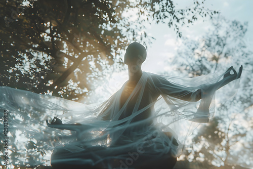 Capturing a Moment of Serenity: Tranquil Expressions of Qi Gong Meditation in an Ethereal Outdoor Setting