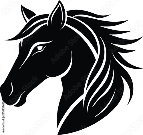 Horse head icon, unicorn head silhouette vector, horse head logo 