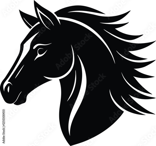 Horse head icon, unicorn head silhouette vector, horse head logo 