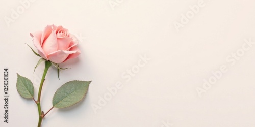 A Single Delicate Pink Rose on a Light Background, Perfect for Elegant Invitations or Greeting Cards