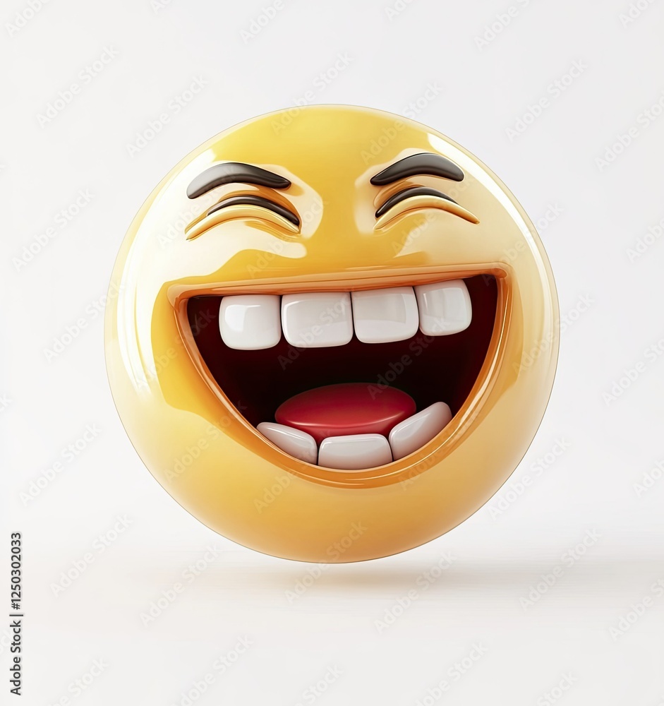 Fototapeta premium 3D laughing emoji, joyful expression, cartoon character