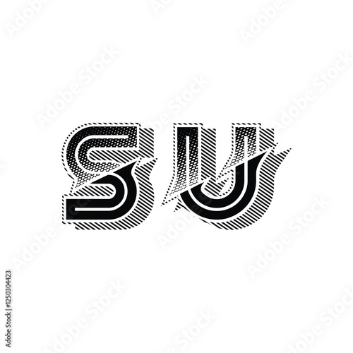 SU monogram logo design letter text name symbol monochrome logotype alphabet character simple logo