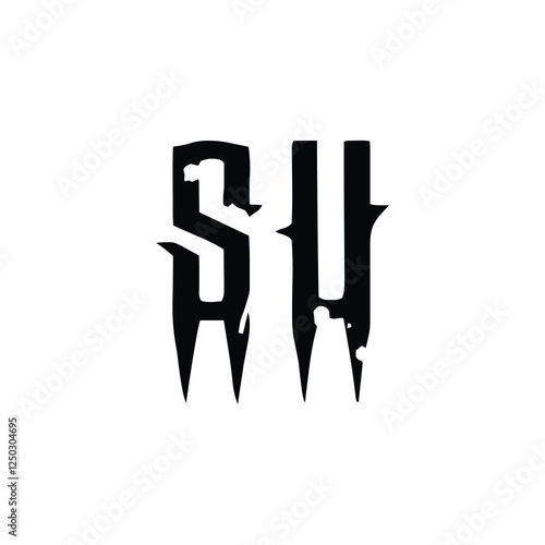 SU monogram logo design letter text name symbol monochrome logotype alphabet character simple logo