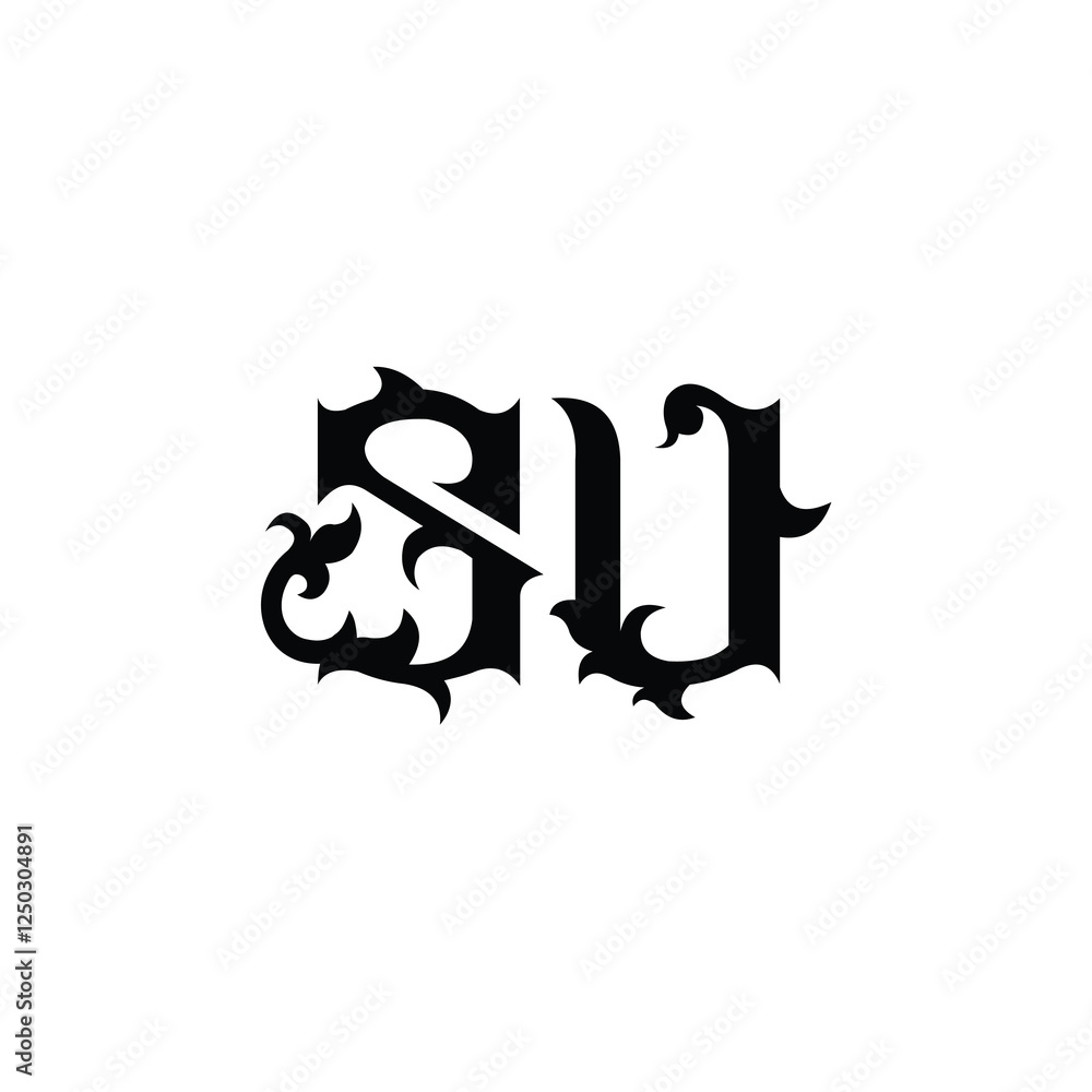 SU monogram logo design letter text name symbol monochrome logotype alphabet character simple logo SU monogram logo design letter text name symbol monochrome logotype alphabet character simple logo