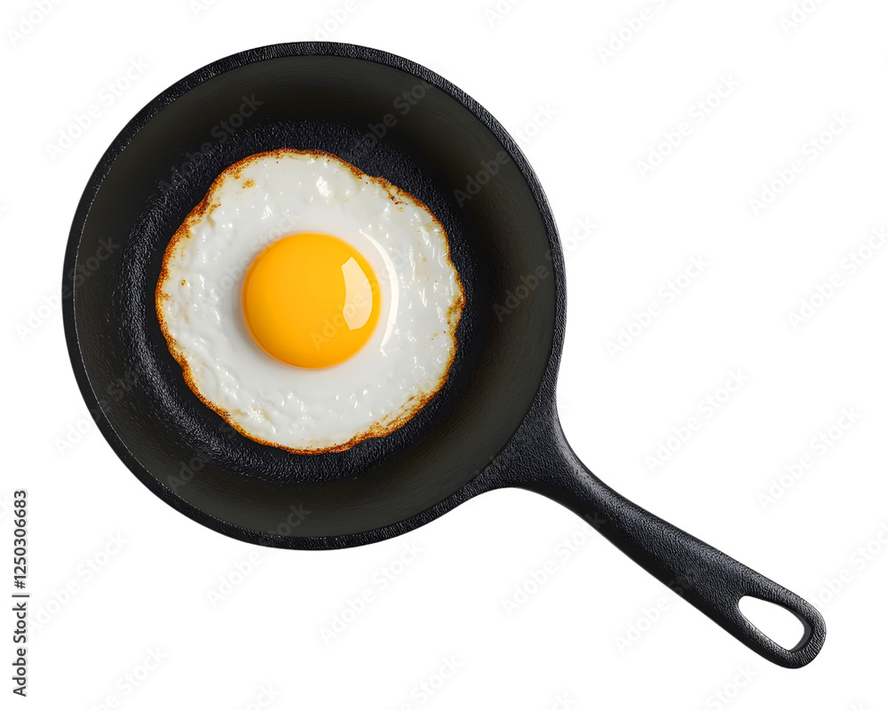 Fried eggs in a iron pan on a transparent background. Fried eggs in a iron pan on a transparent background.