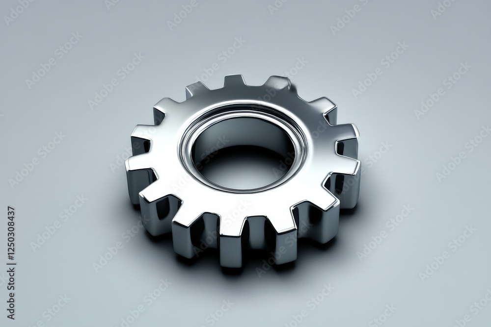 Shiny Metallic Gear Isolated on Light Background with Glossy Finish Texture Shiny Metallic Gear Isolated on Light Background with Glossy Finish Texture
