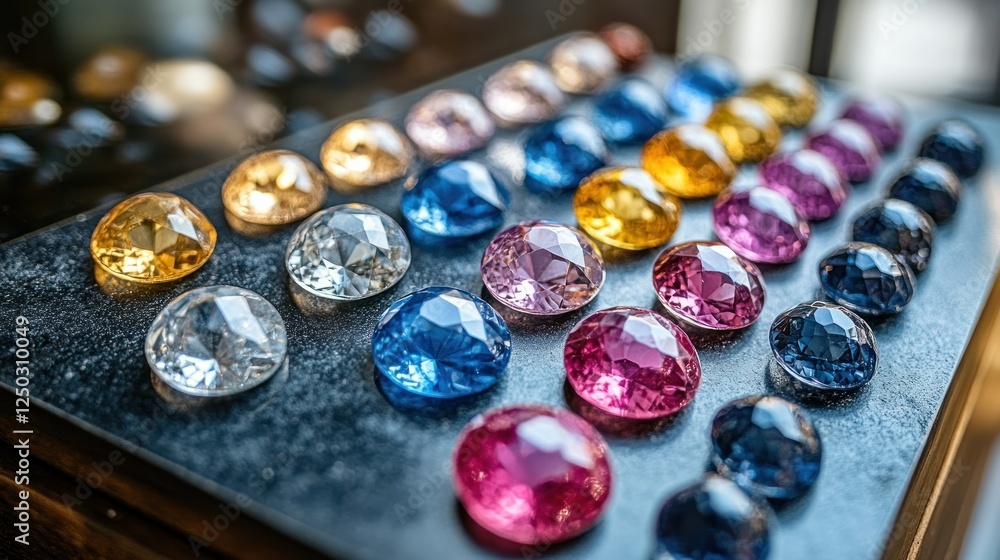 A dazzling collection of multifaceted gemstones in a rainbow of colors A dazzling collection of multifaceted gemstones in a rainbow of colors